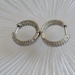 Stainless Steel Silver Earrings with sparkling stones